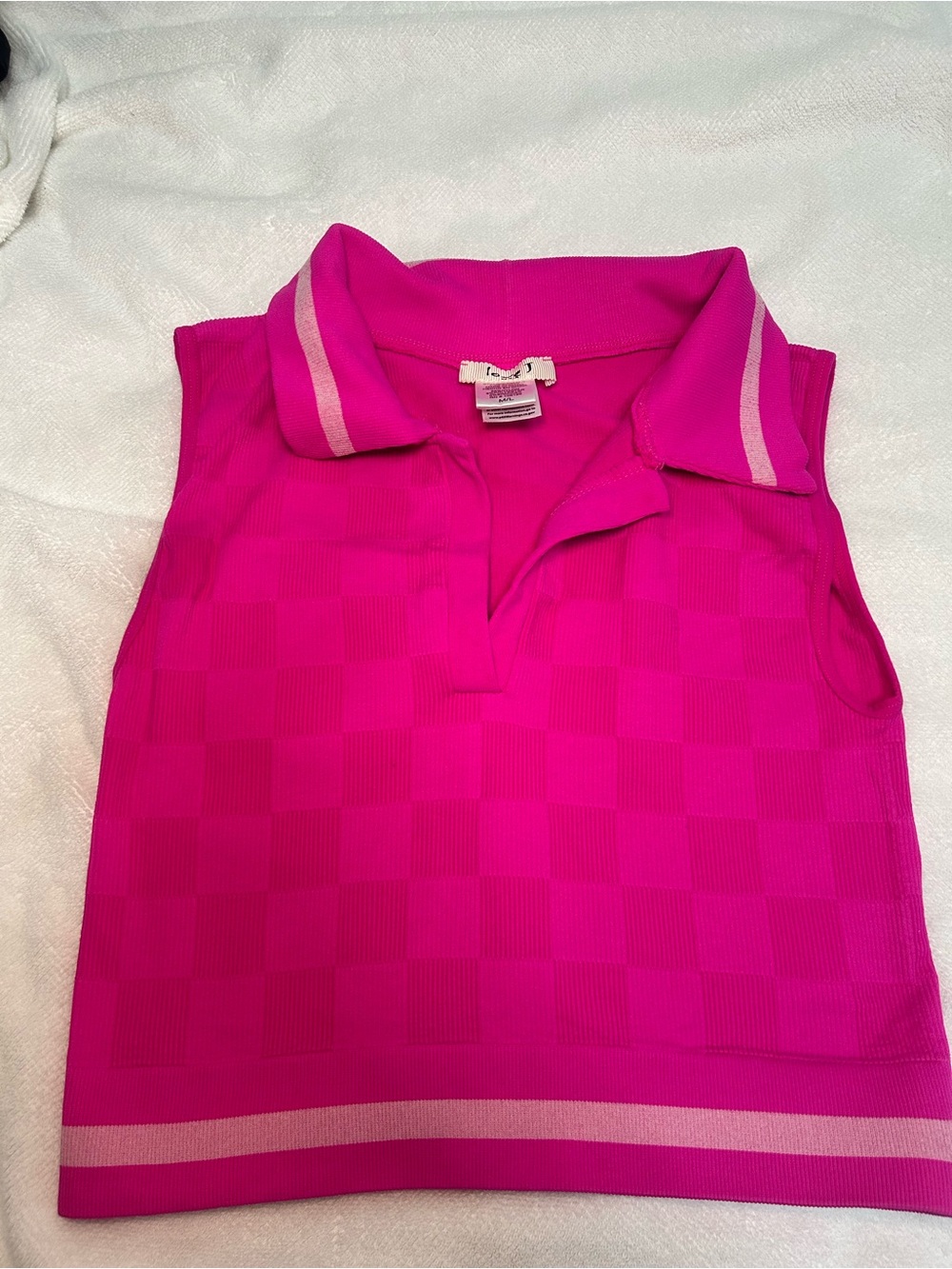 Sleeveless Polo Tank Top in Hot Pink by